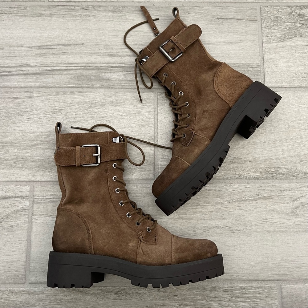 Sam Edelman Junip Leather Suede Combat Boots